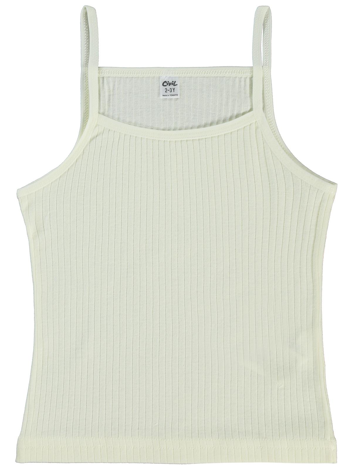 Civil Girls Ribana Çizgili 2-10 Yaş 2'li Atlet Set - Ekru