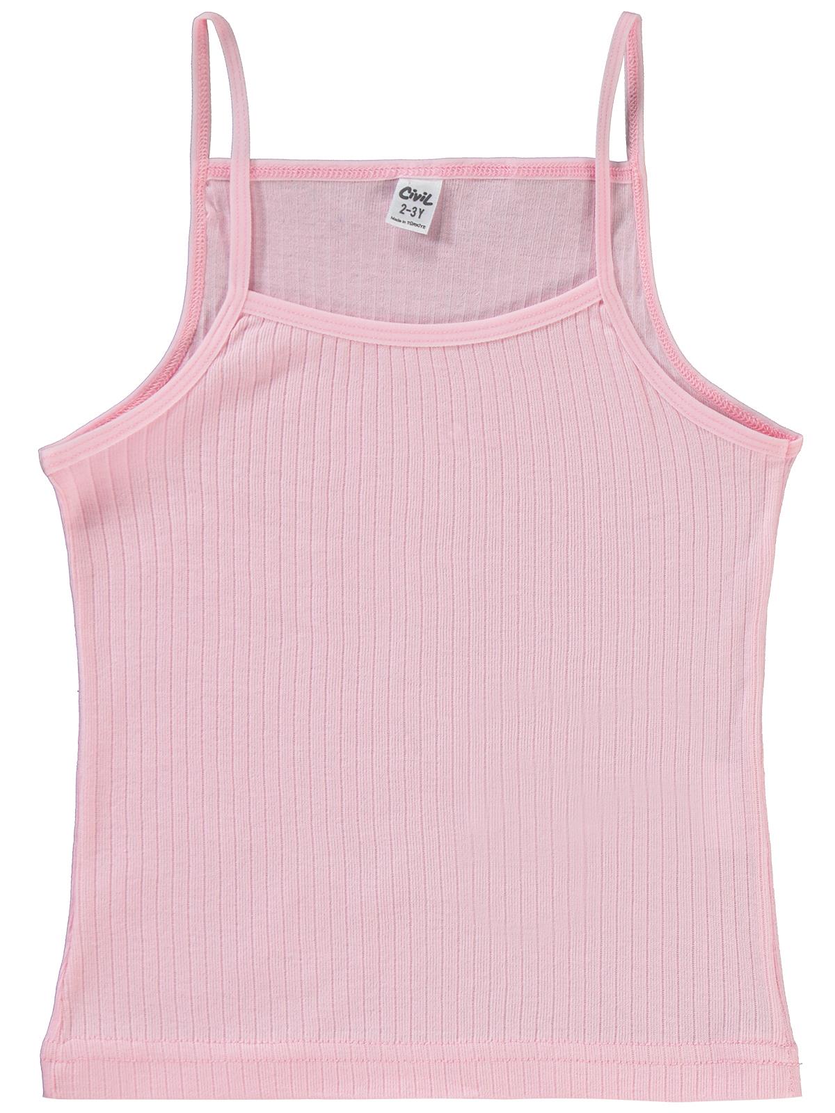 Civil Girls Ribana Çizgili 2-10 Yaş 2'li Atlet Set - Ekru