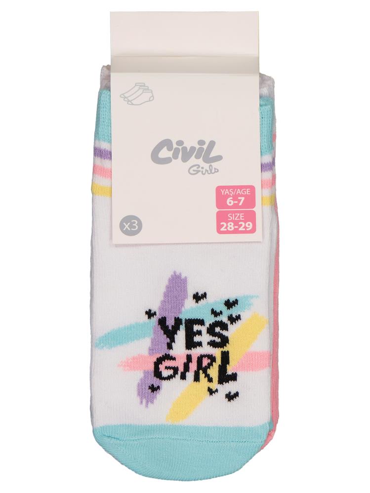 Civil Girls YES 3'lü 2-12 Yaş Kız Patik Çorap