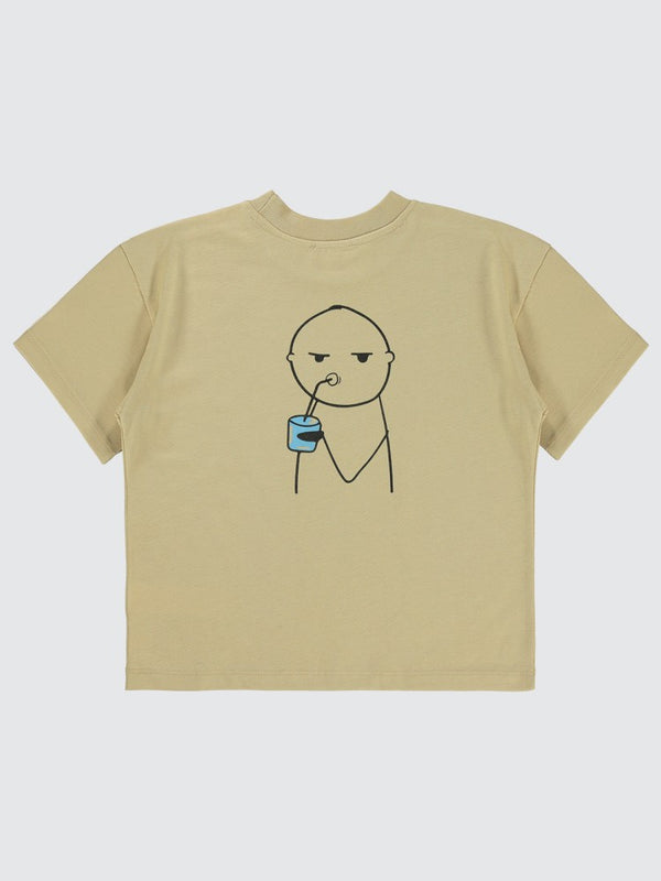Mivil Boys Drink Baskılı 10-13 Yaş Tişört - Bej