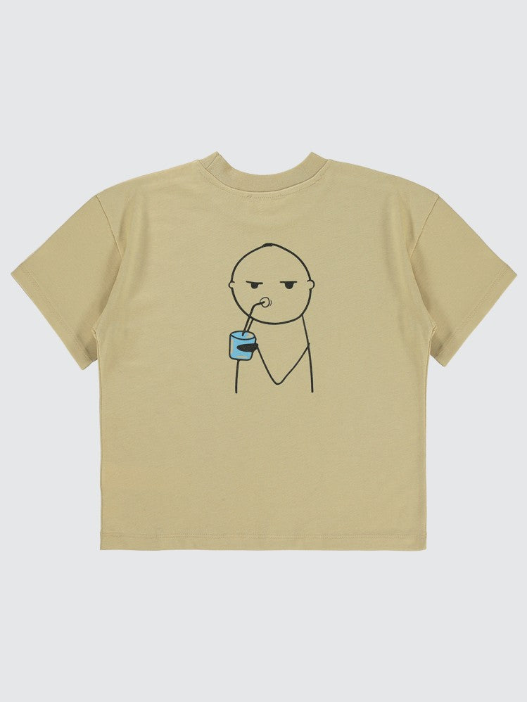 Mivil Boys Drink Baskılı 10-13 Yaş Tişört - Bej
