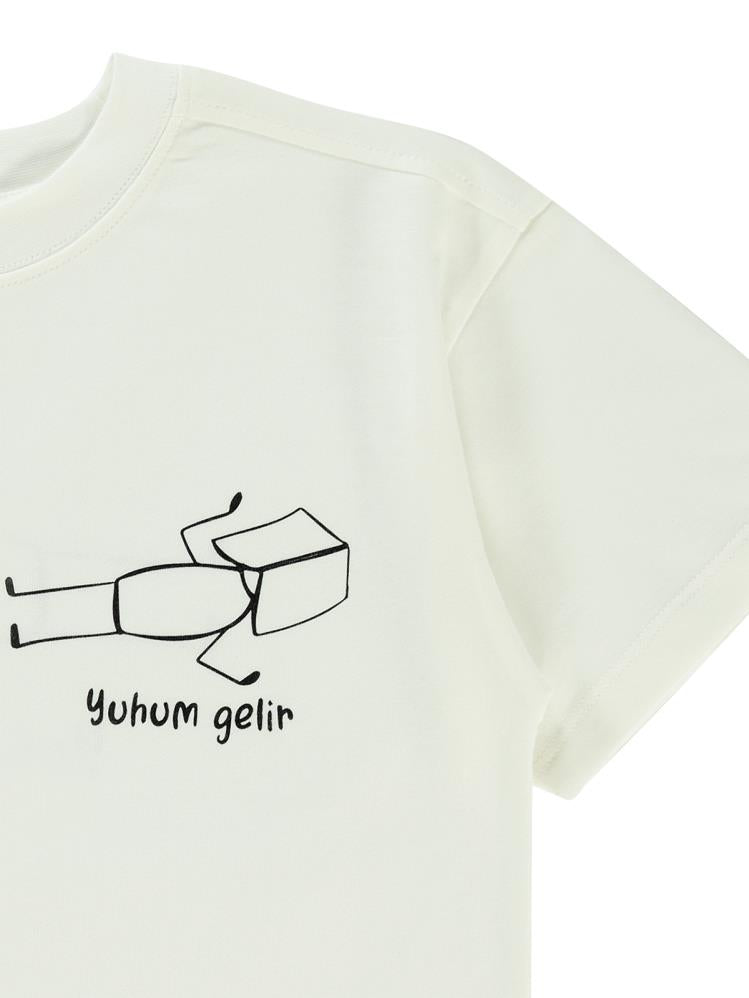 Mivil Boys Yuhum Gelir Baskılı 10-13 Yaş Tişört - Ekru