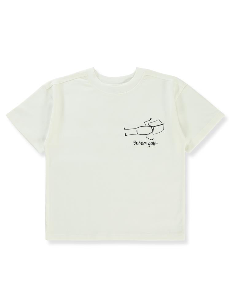 Mivil Boys Yuhum Gelir Baskılı 10-13 Yaş Tişört - Ekru