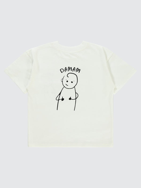 Mivil Boys Damam Baskılı 10-13 Yaş Tişört - Ekru