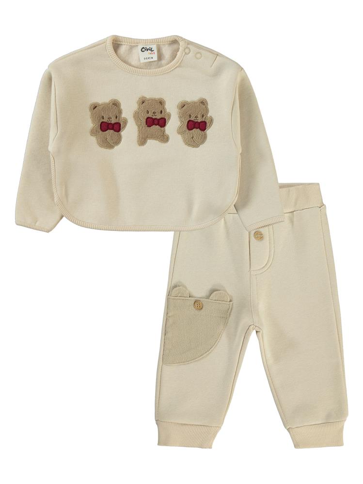Civil Baby Ayıcık Nakışlı 6-18 Ay Takım - Bej