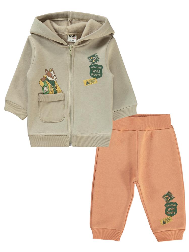 Civil Baby Hayvan Baskılı 6-18 Ay Takım - Bej