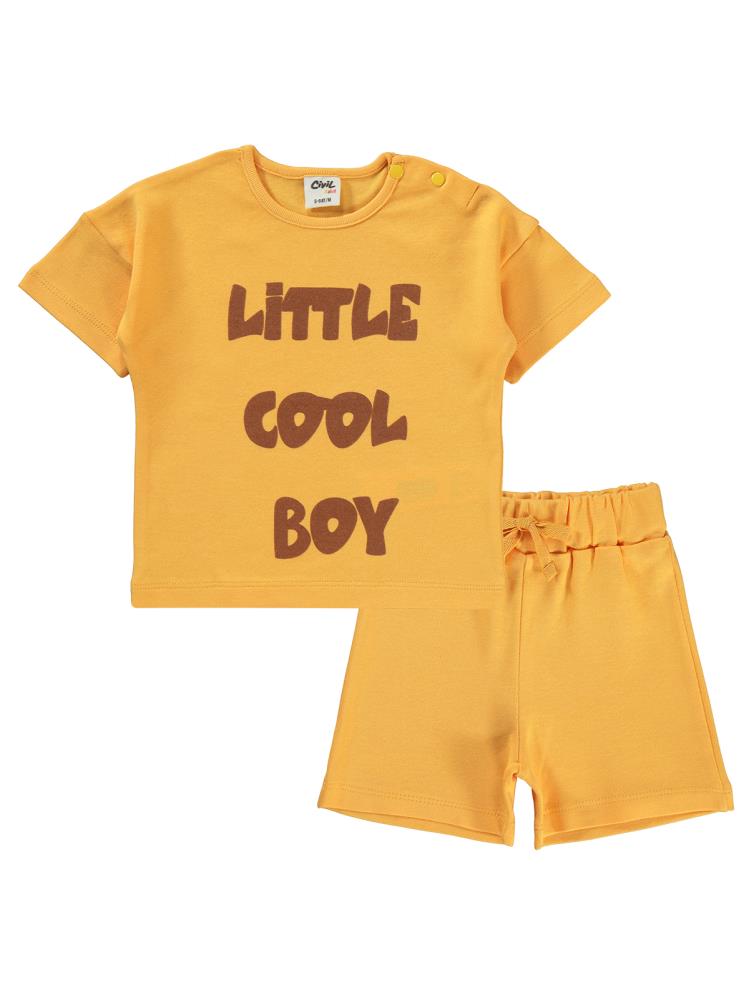 Civil Baby Yazı Baskılı 6-18 Ay Takım - Hardal