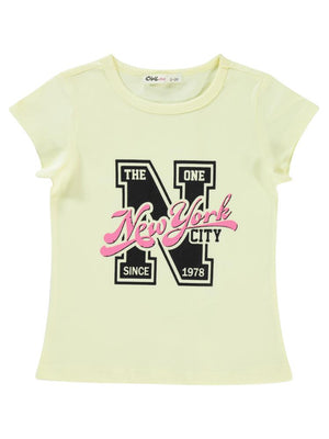 Civil Girls Harf Baskılı 2-5 Yaş Tişört - Beyaz