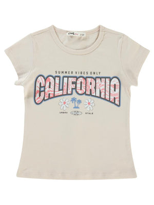 Civil Girls Calıfornıa Baskılı 2-5 Yaş Tişört - Pudra