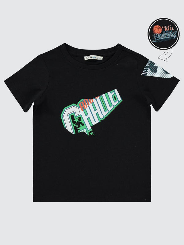 Civil Boys Baketbol Players Baskılı 2-5 Yaş Tişört - Siyah