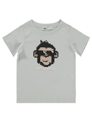 Civil Boys Nft Worl Maymun Baskılı 2-5 Yaş Tişört - Gri