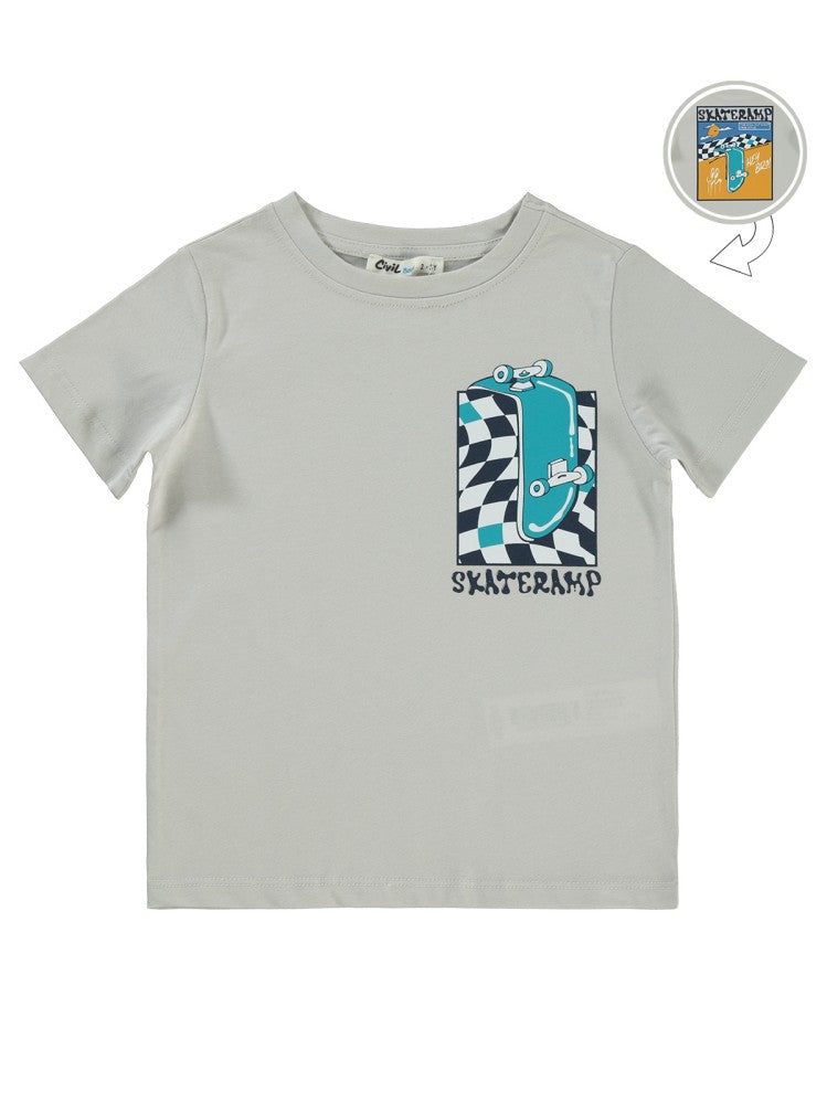 Civil Boys Skateramp Baskılı 2-5 Yaş Tişört - Gri