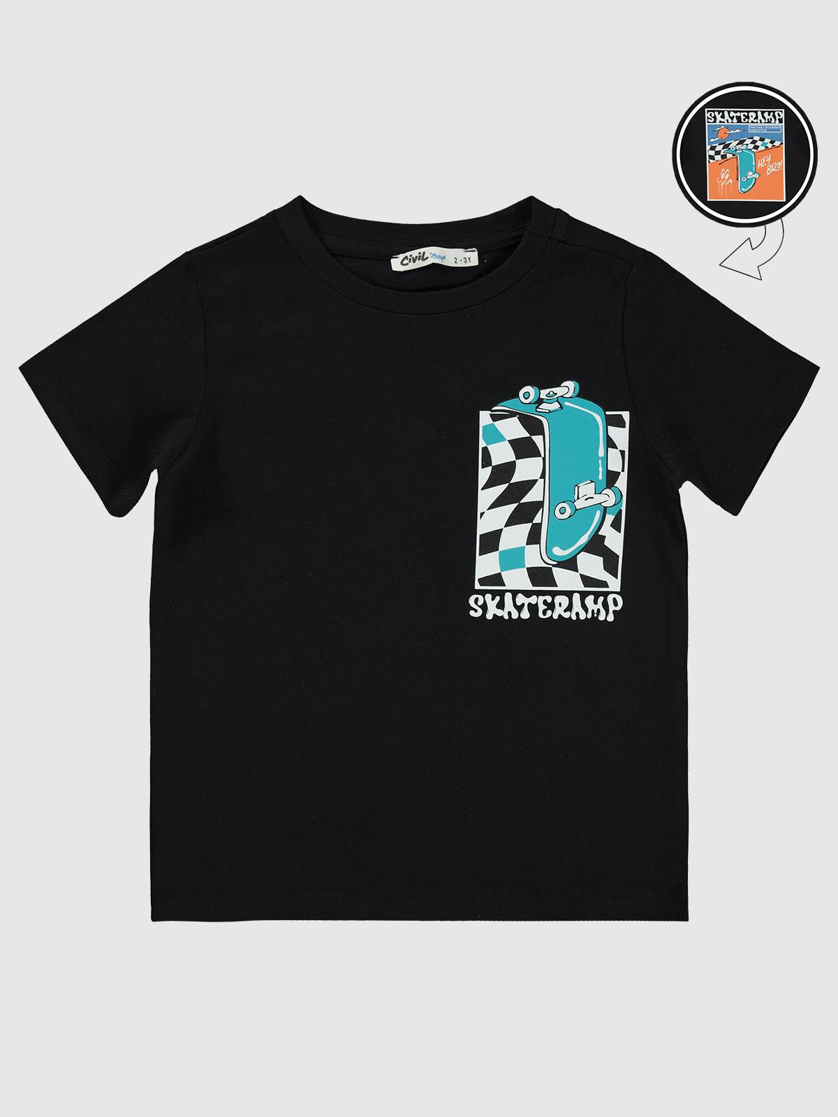 Civil Boys Skateramp Baskılı 2-5 Yaş Tişört - Siyah