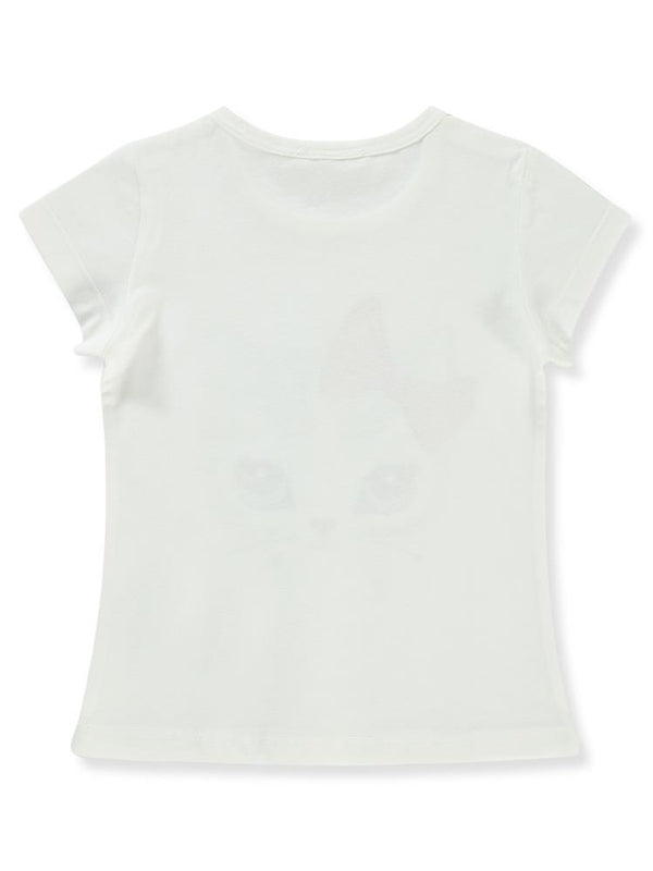 Civil Girls Kedi Baskılı 2-5 Yaş Tişört - Ekru