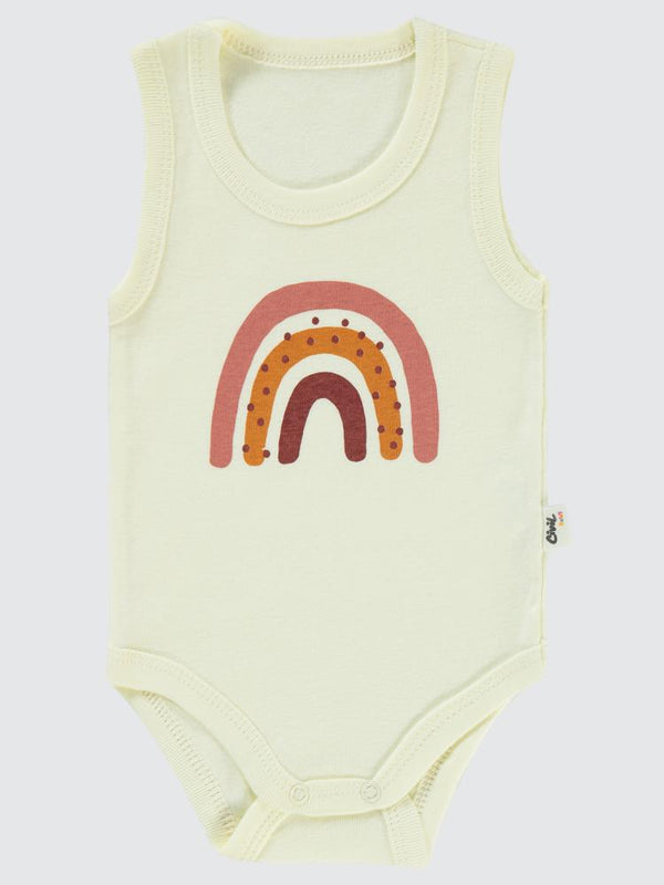 Civil Baby Gökkuşağı Baskılı 1-36 Ay Çıtçıtlı Badi - Fil Dişi