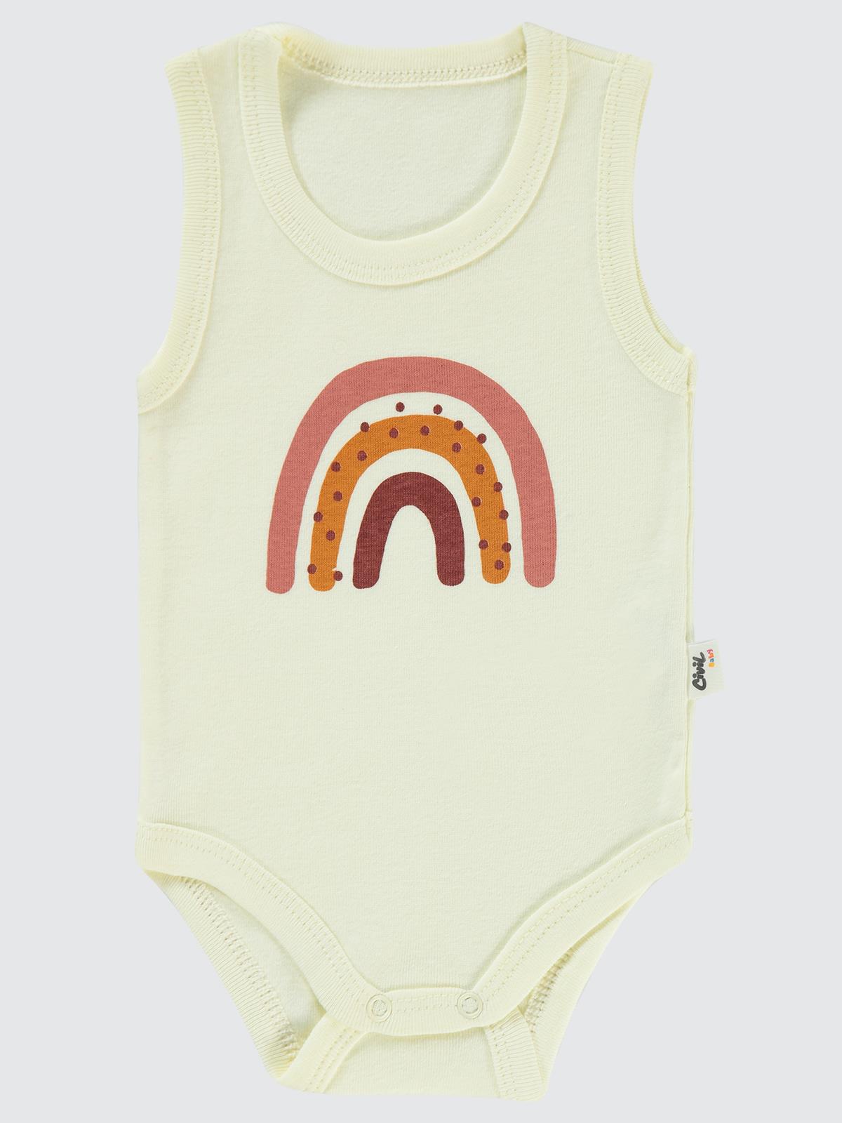 Civil Baby Gökkuşağı Baskılı 1-36 Ay Çıtçıtlı Badi - Fil Dişi
