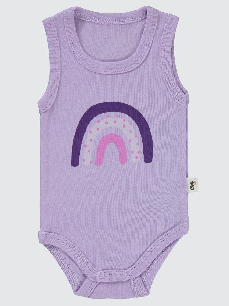 Civil Baby Gökkuşağı Baskılı 1-36 Ay Çıtçıtlı Badi - Lila