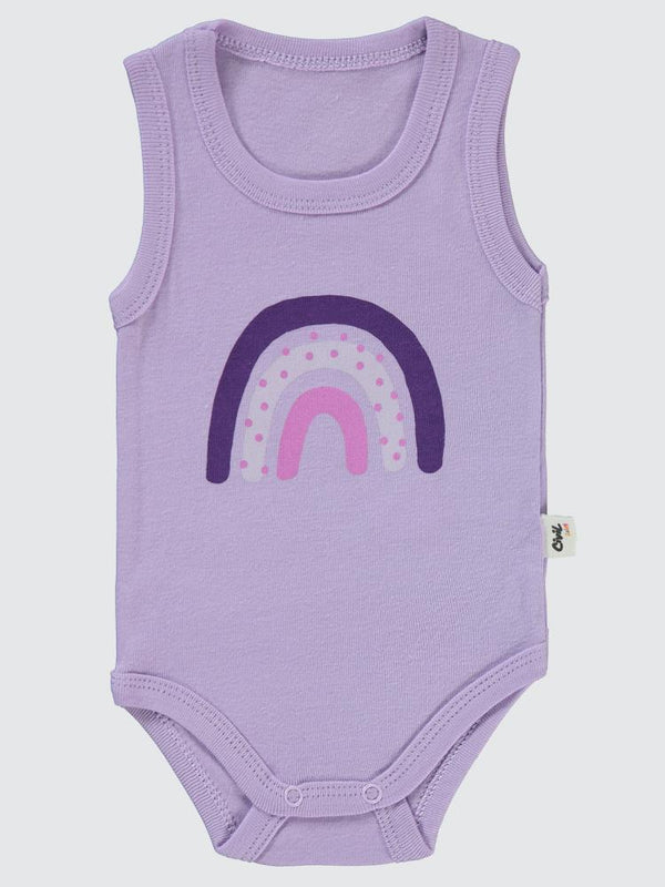 Civil Baby Gökkuşağı Baskılı 1-36 Ay Çıtçıtlı Badi - Lila