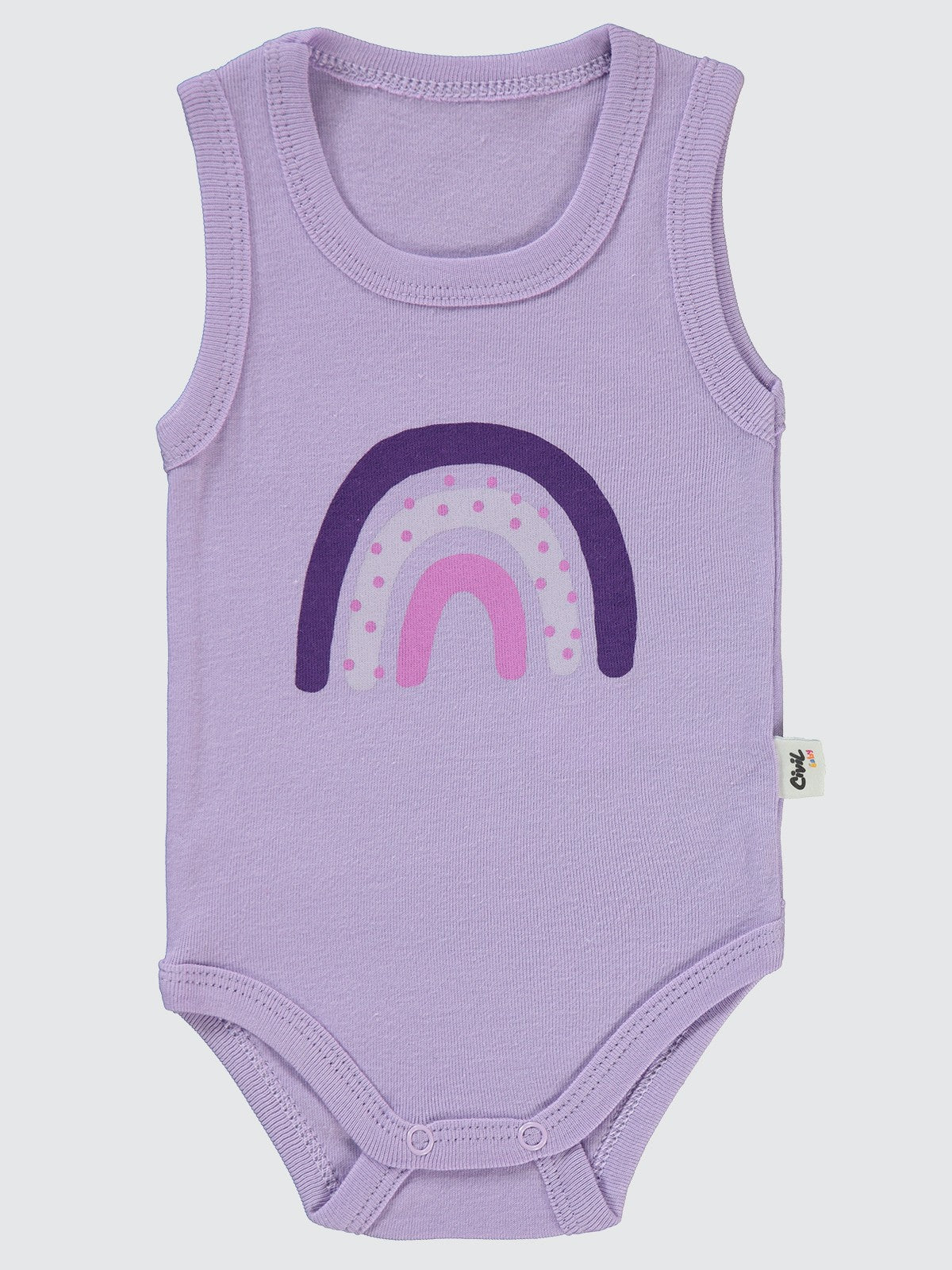 Civil Baby Gökkuşağı Baskılı 1-36 Ay Çıtçıtlı Badi - Lila