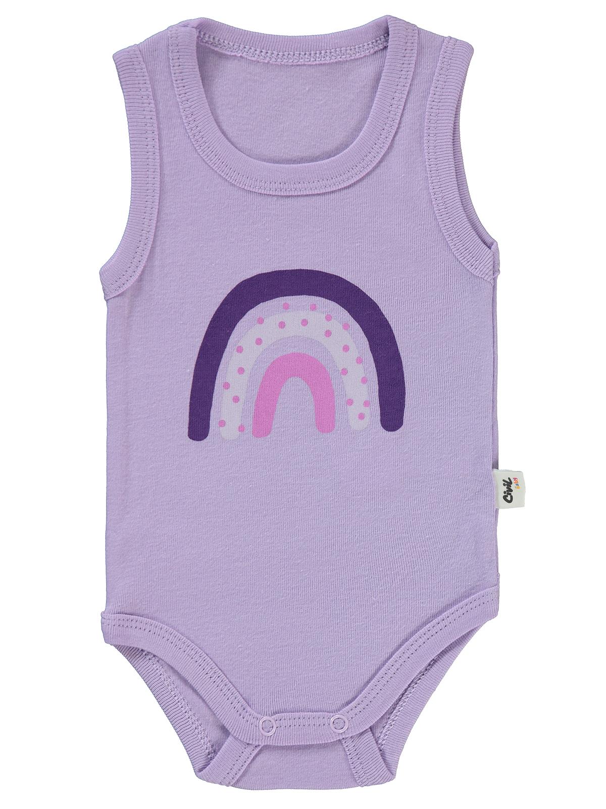 Civil Baby Gökkuşağı Baskılı 1-36 Ay Çıtçıtlı Badi - Lila