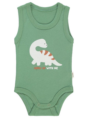 Civil Baby Dinozor Baskılı 1-36 Ay Çıtçıtlı Badi - Haki