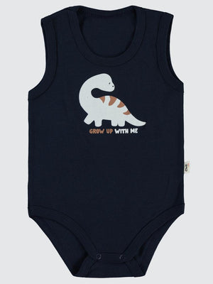 Civil Baby Dinozor Baskılı 1-36 Ay Çıtçıtlı Badi - Lacivert