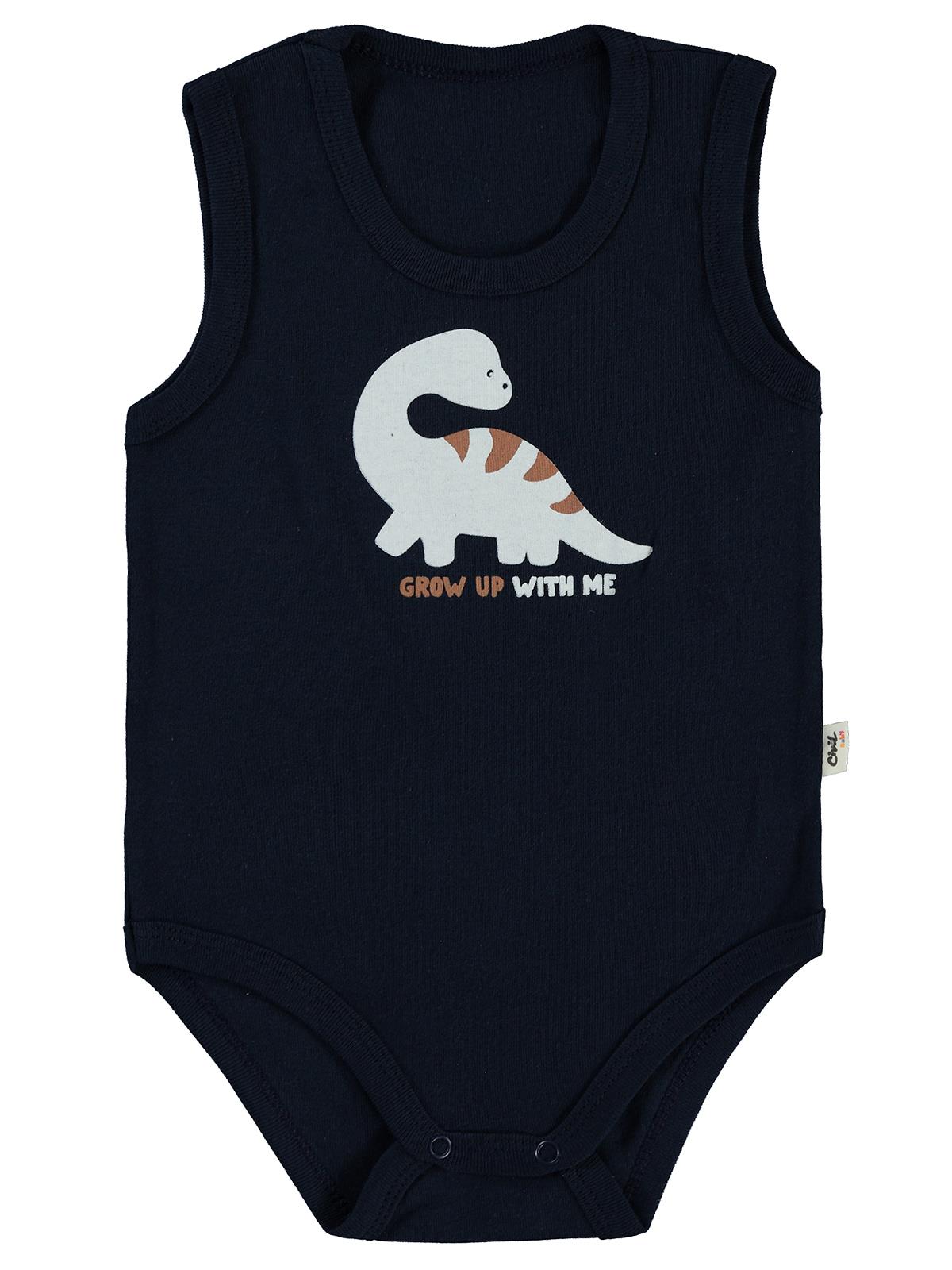 Civil Baby Dinozor Baskılı 1-36 Ay Çıtçıtlı Badi - Lacivert