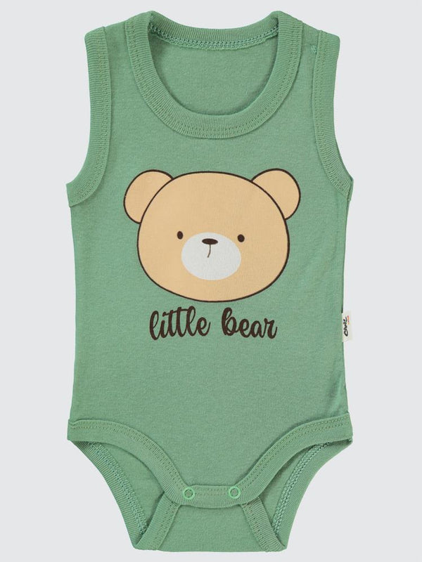 Civil Baby Little Bear Baskılı 1-36 Ay Çıtçıtlı Badi - Haki
