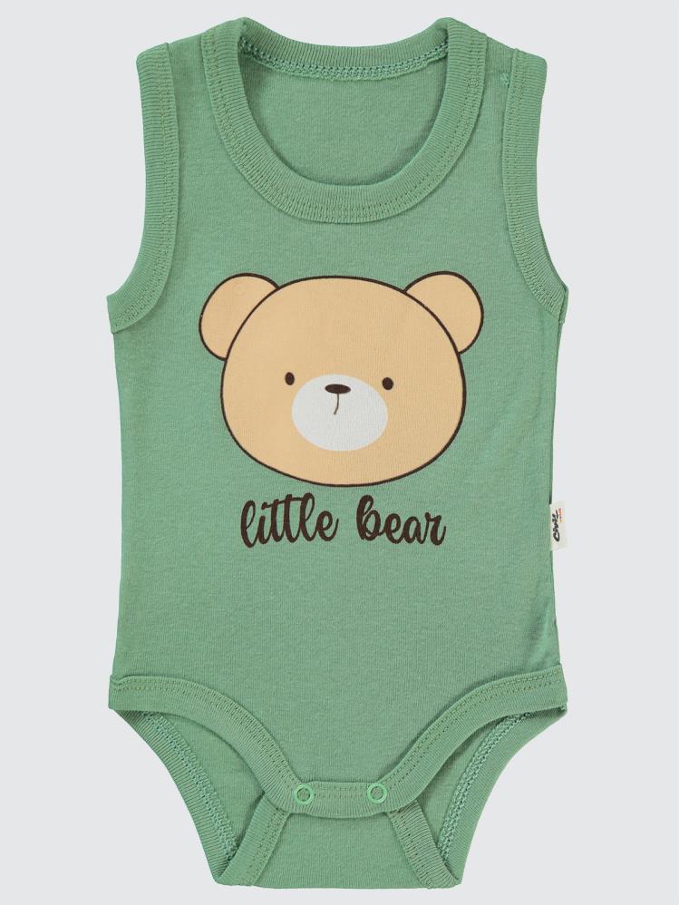 Civil Baby Little Bear Baskılı 1-36 Ay Çıtçıtlı Badi - Haki