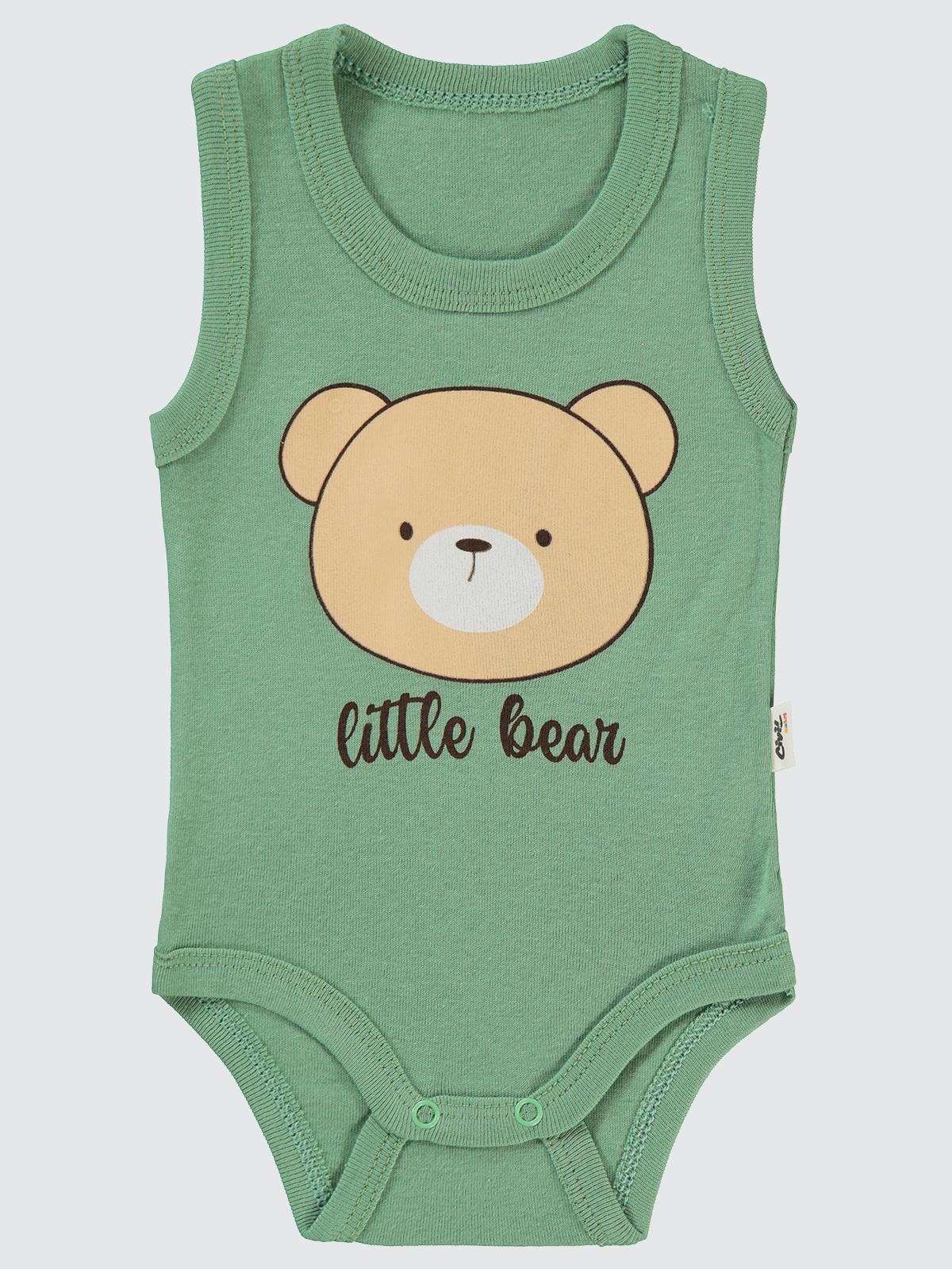 Civil Baby Little Bear Baskılı 1-36 Ay Çıtçıtlı Badi - Haki