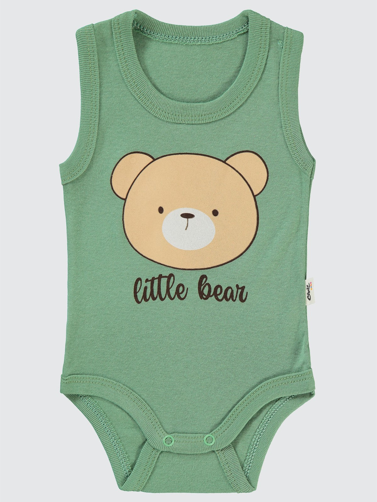 Civil Baby Little Bear Baskılı 1-36 Ay Çıtçıtlı Badi - Haki