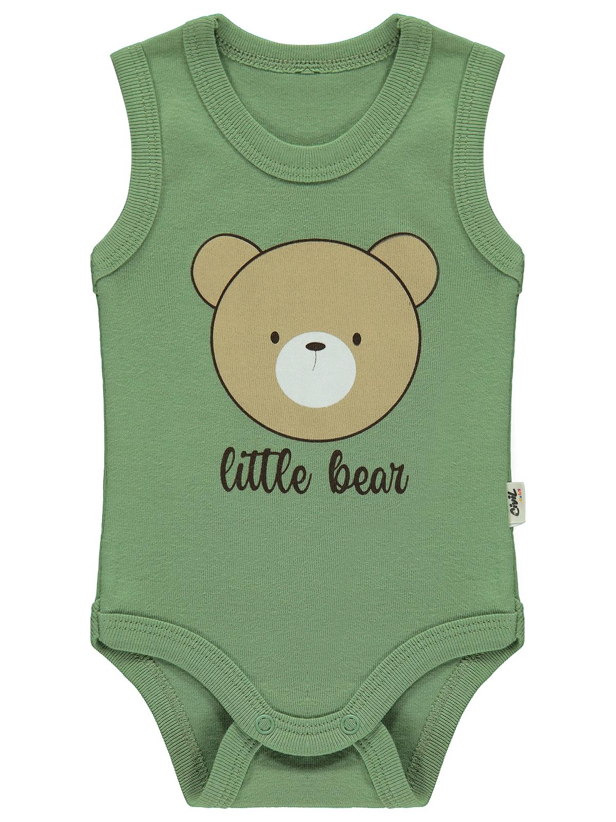 Civil Baby Little Bear Baskılı 1-36 Ay Çıtçıtlı Badi - Haki