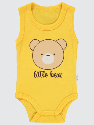 Civil Baby Little Bear Baskılı 1-36 Ay Çıtçıtlı Badi - Hardal