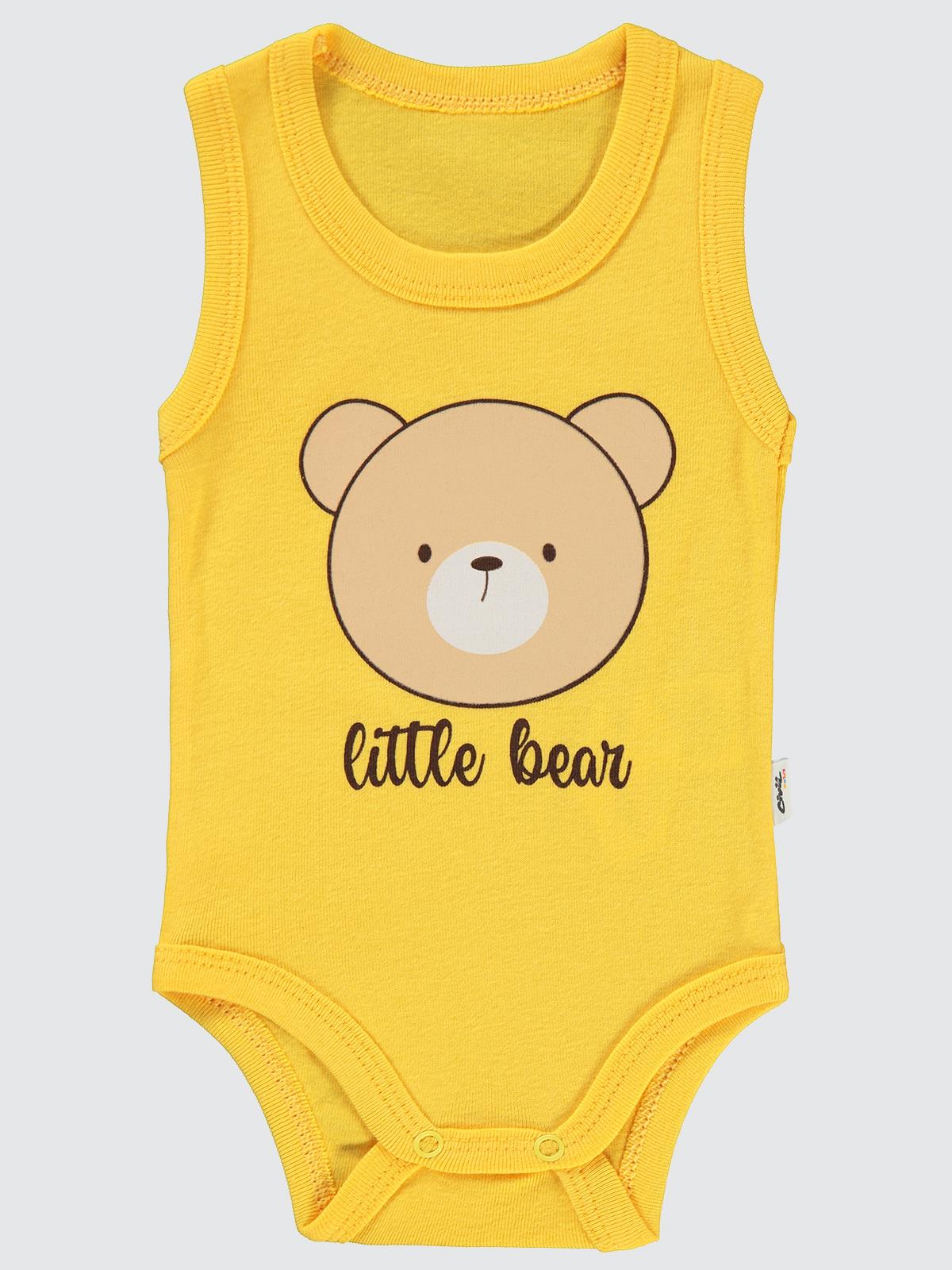 Civil Baby Little Bear Baskılı 1-36 Ay Çıtçıtlı Badi - Hardal