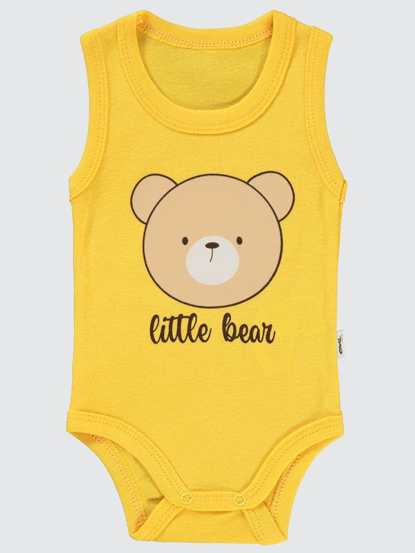 Civil Baby Little Bear Baskılı 1-36 Ay Çıtçıtlı Badi - Hardal