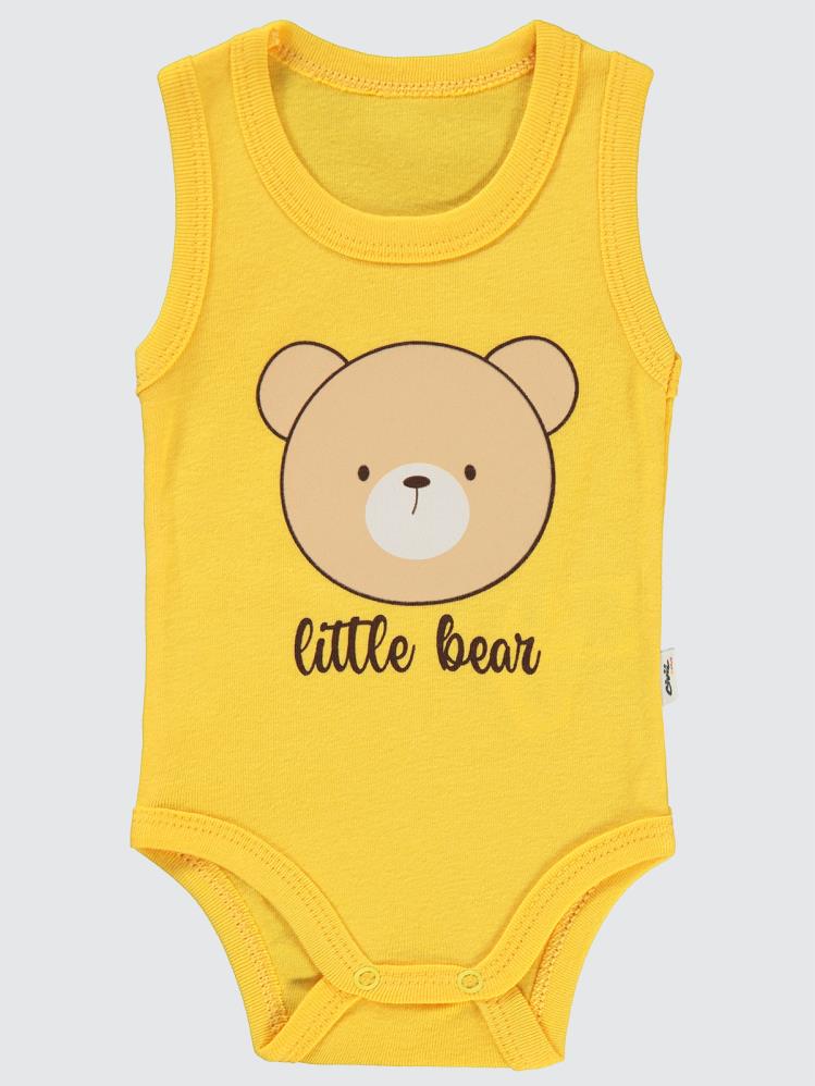 Civil Baby Little Bear Baskılı 1-36 Ay Çıtçıtlı Badi - Hardal