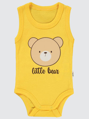 Civil Baby Little Bear Baskılı 1-36 Ay Çıtçıtlı Badi - Hardal