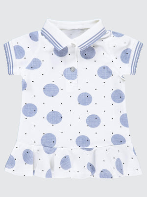 Kumru Puantiye Nokta Baskılı 6-18 Ay Elbise - Ekru