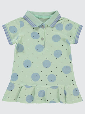 Kumru Puantiye Nokta Baskılı 6-18 Ay Elbise - Yeşil