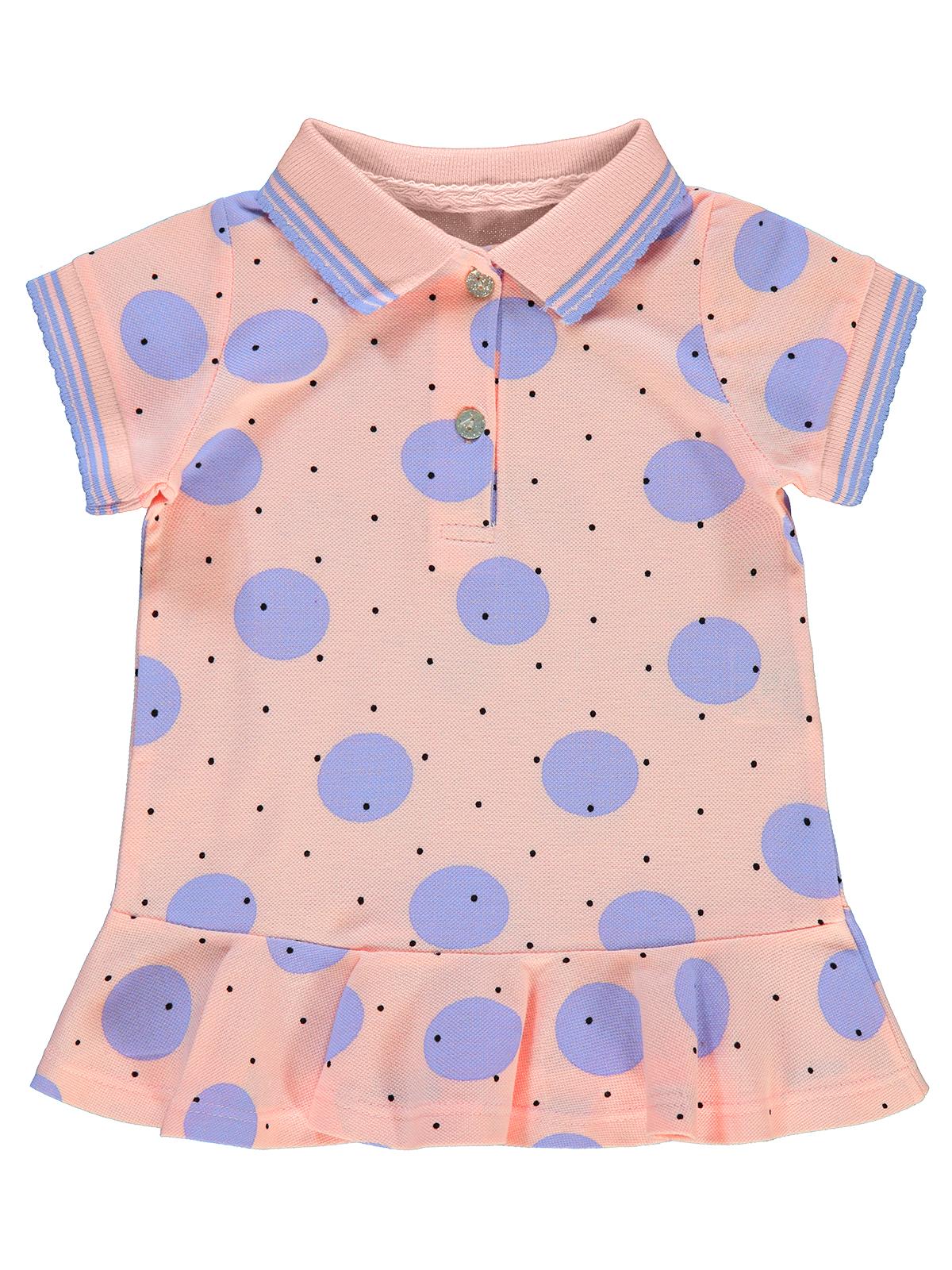 Kumru Puantiye Nokta Baskılı 6-18 Ay Elbise - Pudra