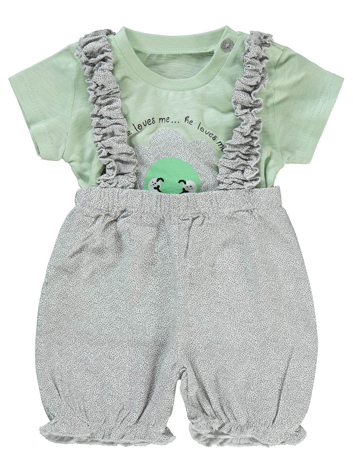 Kumru Askılı Gülen Yüz Çiçek 6-18 Ay Takım - Yeşil