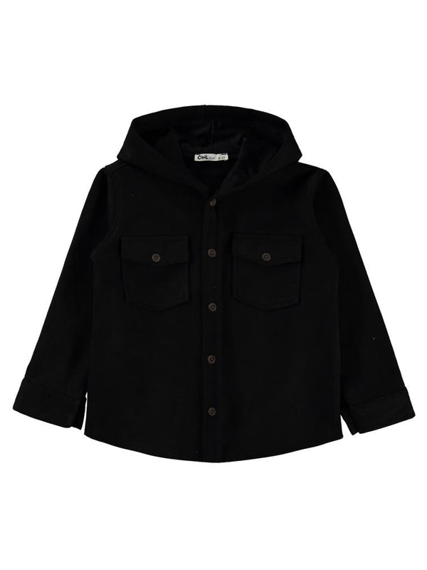 Civil Boys Çift Cepli Kapşonlu 10-13 Yaş Gömlek - Siyah