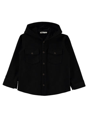 Civil Boys Çift Cepli Kapşonlu 10-13 Yaş Gömlek - Siyah