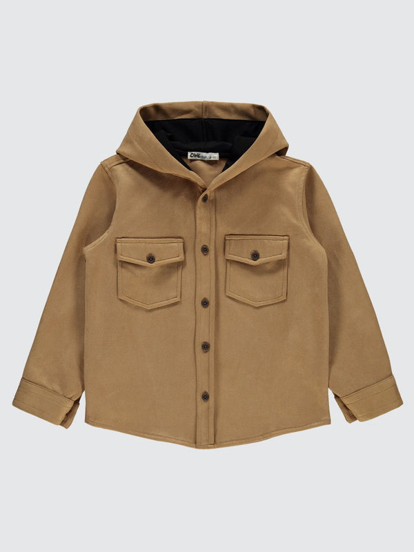 Civil Boys Çift Cepli Kapşonlu 6-9 Yaş Gömlek - Bej