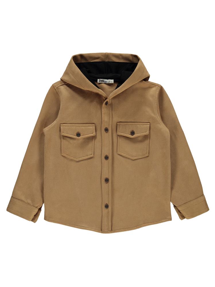 Civil Boys Çift Cepli Kapşonlu 10-13 Yaş Gömlek - Bej