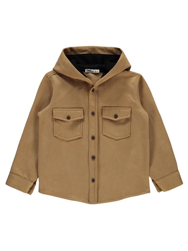 Civil Boys Çift Cepli Kapşonlu 6-9 Yaş Gömlek - Bej