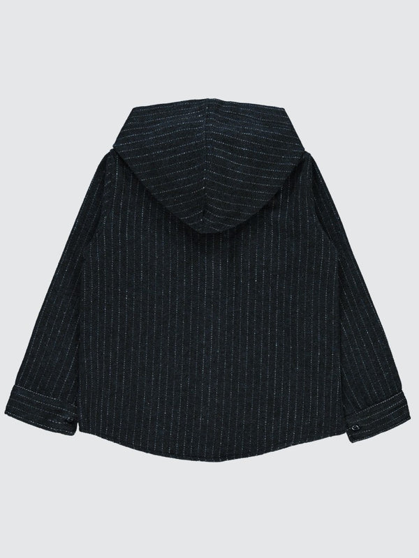 Civil Boys Çzigili Çift Cepli Kapşonlu 6-9 Yaş Gömlek - Lacivert