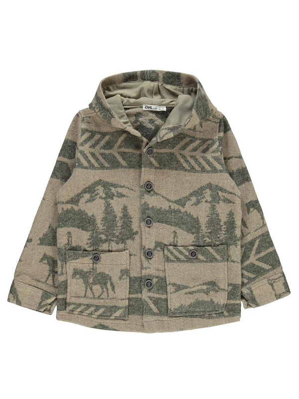 Civil Boys At Baskılı Kapşonlu 10-13 Yaş Gömlek - Haki