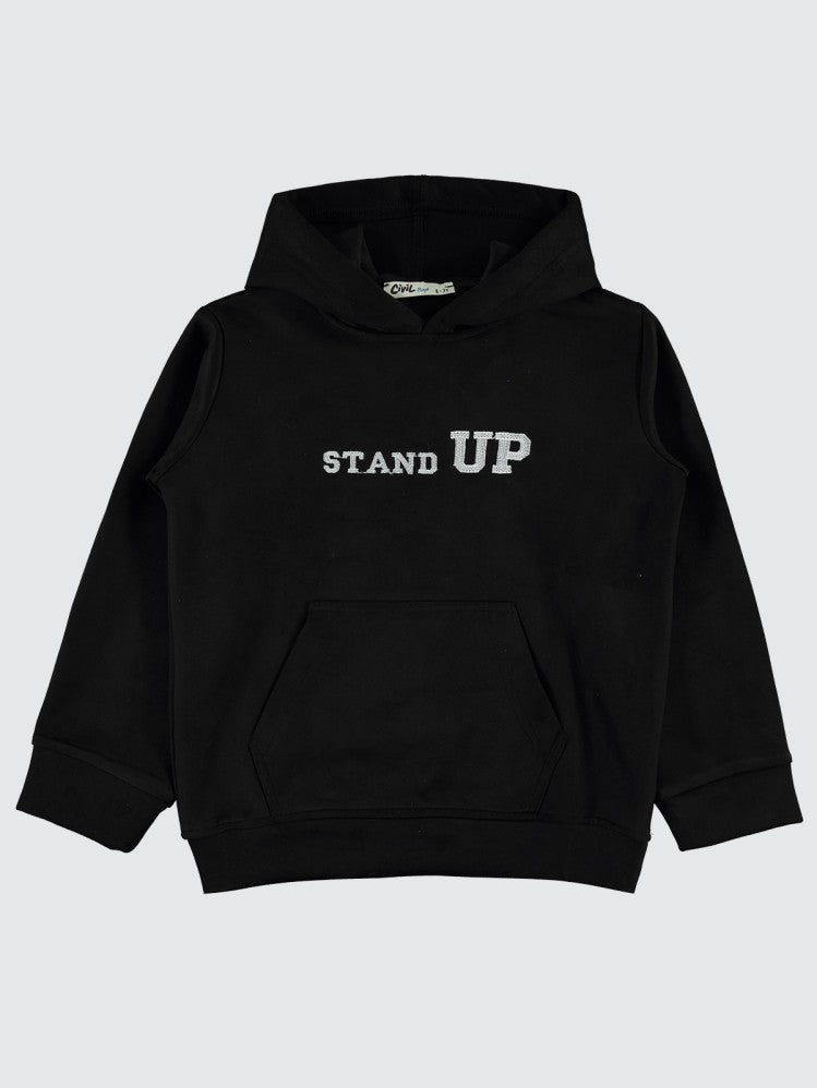 Civil Boys Stand Up Baskılı 10-13 Yaş Sweatshirt - Siyah