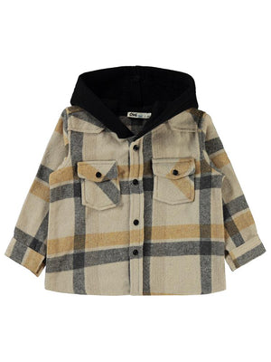 Civil Boys Çift Cepli Eekose Desenli Kapşonlu 2-5 Yaş Gömlek - Hardal